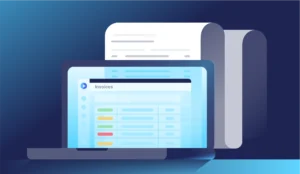 computer con software di gestione fatture elettroniche