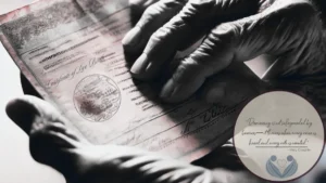 mani che tengono certificato di nascita ufficiale