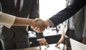 persona che stringe mani in accordo commerciale