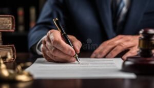 ufficio notarile con documenti ufficiali su scrivania